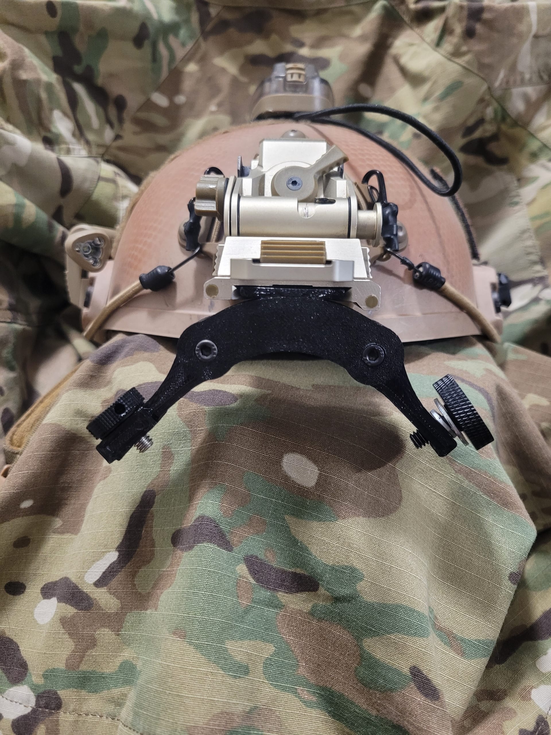 Bridge mounted on helmet, no NVGs attached