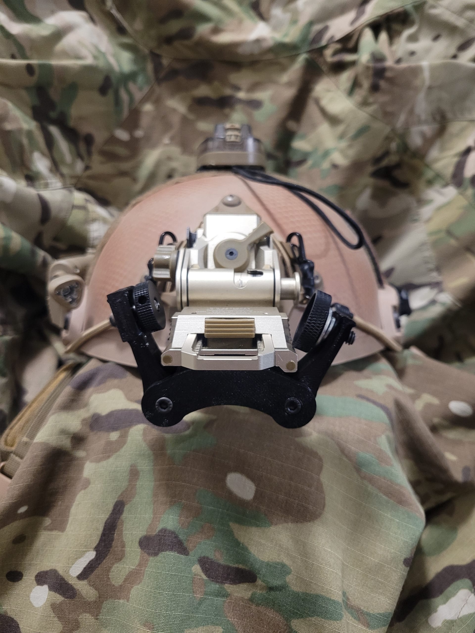 Bridge on helmet, side angle